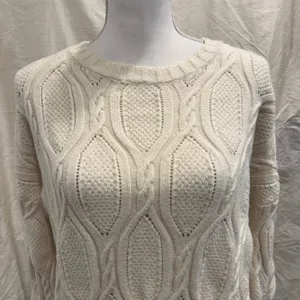 Line & Dot Cream Billy Cable Knit‎ Midi Sweater Dress Medium Preppy Fisherman thumbnail 2