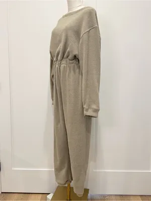 Free People Beach Keepin It Real Jumpsuit Small Brown Lounge Lagenlook Cozy Chic thumbnail 5