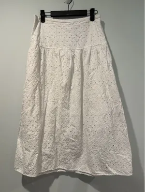 Old Navy Midi/Maxi Skirt Small 100% Cotton Eyelet Elastic Waist Travel Cottage thumbnail 1