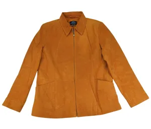 MontanaCo Suede Leather Jacket‎ Women's Full Zip Copper Orange Warm Tone Large thumbnail 1