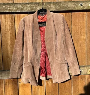 Vintage AMI Tan Suede Blazer Jacket size 16‎ fall winter aesthetic hipster warm thumbnail 1