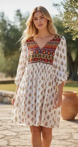 Umgee boho tribal stripe Fall Festival over sized Boho dress size‎ S thumbnail 1
