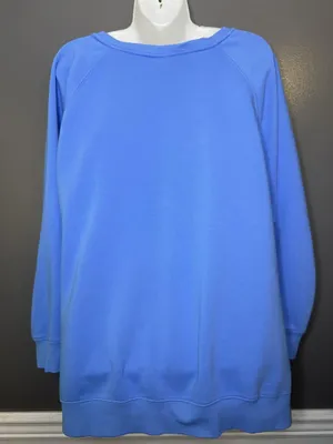 Ava & Viv Sweatshirt Womens 3X Blue Heart Embroidered Fleece Raglan Pullover thumbnail 6