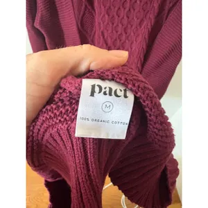 Pact Organic Cotton Cable Knit Sweater Dress Burgundy Wine Medium M Longline thumbnail 2