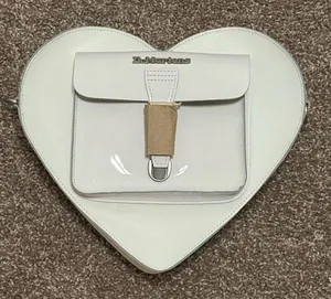 NWT Dr. Martens White Leather Heart Shaped Bag featuring the iconic heart thumbnail 1