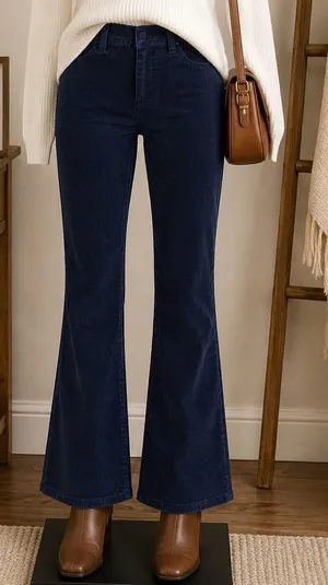 Gap Womens Corduroy Pants Navy Blue Bootcut Stretch 4 thumbnail 1