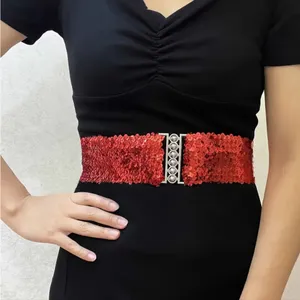 Chic Style Red Sequined Elastic Waist‎ Belt for Women Elegant One Size thumbnail 11