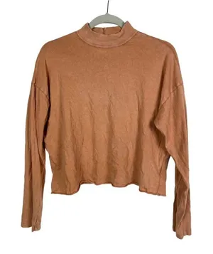 Aerie clay colored long sleeve‎ cropped top thumbnail 1