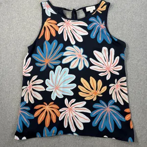 LOFT OUTLET Women's Large Floral Leaf Print Sleeveless Tie Back Tank Top thumbnail 1