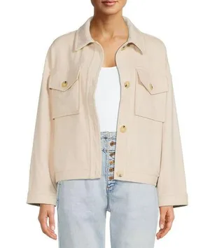 Time & Tru Women’s Cream Shirt Jacket thumbnail 1