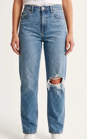 Abercrombie Curve Love Ankle Straight‎ Ultra High Rise Distressed Jeans 29 8R thumbnail 1