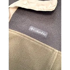 Columbia Colorblock Fleece Pullover Olive Charcoal Snap Neck Outdoor Womens M thumbnail 6
