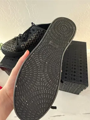 Alaia Black Leather Sneakers with Gold Cutout Pattern Size 11 thumbnail 2