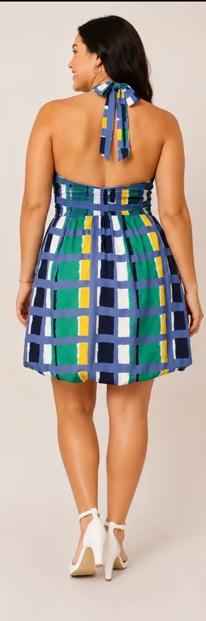 Jessica Simpson Blue MultiColor Printed Bubble Hem Dress thumbnail 4