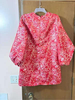 Hyacinth House Tuckernuck Janie Jacquard Mini Dress in Red & Silver thumbnail 6