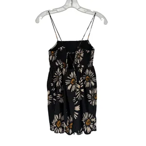 American Eagle Cami Mini Dress Womens XS Black Floral Smocked Daisy Boho Y2K 90s thumbnail 11