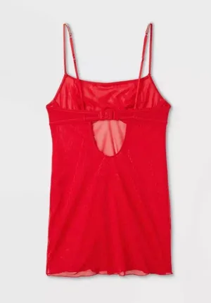 Women's Rhinestone Lingerie Dress - Auden Red thumbnail 9