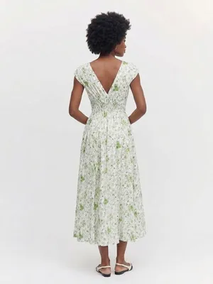 NWT Hill House Lucille Midi in Sweet Peas Floral Cotton Shirt Dress XS thumbnail 3