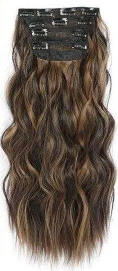 New Womens Pelidon Clip in Long Wave Synthetic Hair Extensions 24 Inches M4/27 thumbnail 1