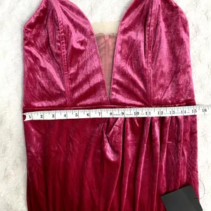 NEW Lulus My Dream Come True Pink Velvet Strapless Elegant Maxi Dress L thumbnail 9