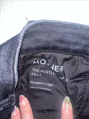 MOTHER Hustler Ankle Fray Crop‎ Flare High Rise Washed Black Jeans 29 thumbnail 5