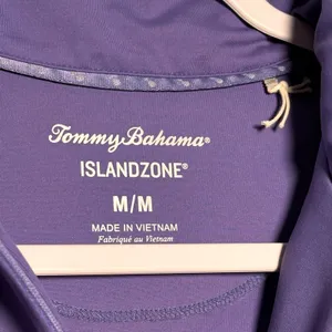 Tommy Bahama IslandZone Purple Short Sleeve Mock Neck Zip Golf Polo Shirt Medium thumbnail 5