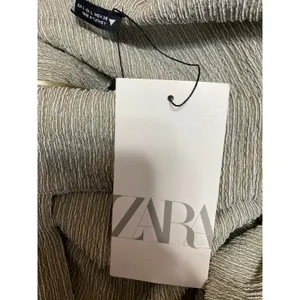 NEW Zara Women's Green Textured Sleeveless Halter Neck Slim Fit Crop Tank Top L thumbnail 4