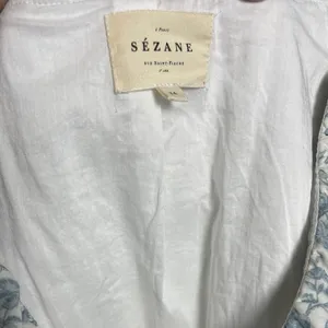 SEZANE Women’s Alexiana Blouse Blue Floral Print Quilted Long Sleeve thumbnail 9