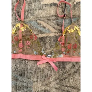 Mapale Pink Garden Two Piece Lingerie Set Embroidered Sz S NWT thumbnail 4