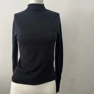 Abercrombie & Fitch Merino Wool Sweater Black S Mock Neck Button Academic Preppy thumbnail 4