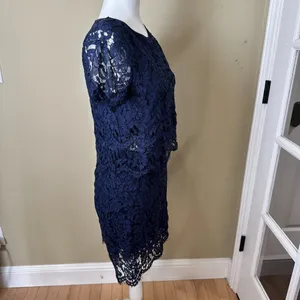 LULU'S 2 Piece Navy Lace Dress Top & Skirt Set Size Small thumbnail 5