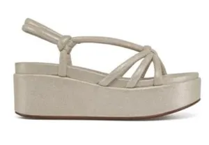 J/Slides Qayla Platform Metallic Suede Sandals Tan Silver size 8 thumbnail 1