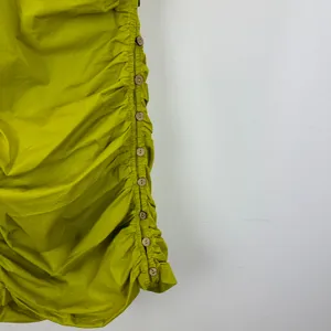 Free People Tastemaker Mini Dress Cotton Ruched Pleated Puff Sleeve Green XS thumbnail 9