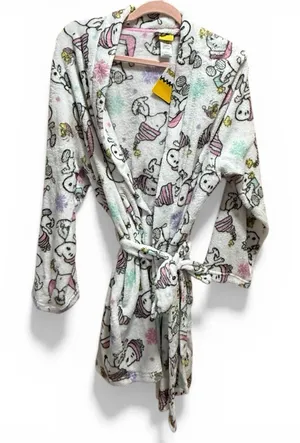 Peanuts Snoopy Holiday Fleece Robe Pink Winter Snoopy Sleepwear 1X NWT thumbnail 1