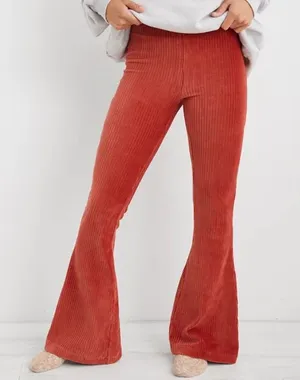 Aerie Groove-On Velour High Waisted Flare Pant -‎ Size S - Cinnabar - NWT thumbnail 1