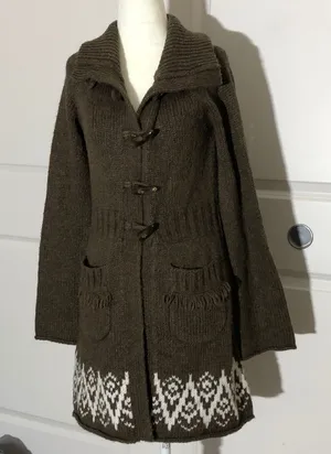 Mossimo Boho Long Line Sweater Fringe Cardigan Medium Pockets thumbnail 1