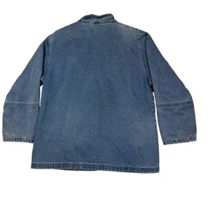 Vtg‎ NorthStyle Denim Jacket Blue Flannel Lined Plaid Barn Chore Coat Utility L thumbnail 2