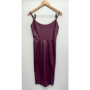 Steve Madden Mini Dress in‎ Cordovan Faux Leather Size 2 Sleeveless NWT thumbnail 2