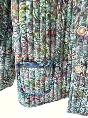 Blue Floral Quilted Reversible Button Front Jacket Vintage Inspired Grandmacore thumbnail 11