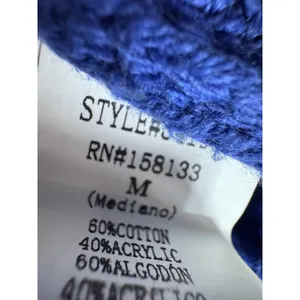 Staccato M Blue Crochet Knit Sweater‎ Women's Long Sleeve Pointelle Boho thumbnail 4