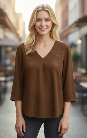 Lemon Grass Studio Women's Dark Brown Top thumbnail 1