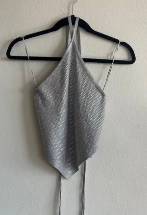 ZARA Open Back Sparkly Crop Top thumbnail 4