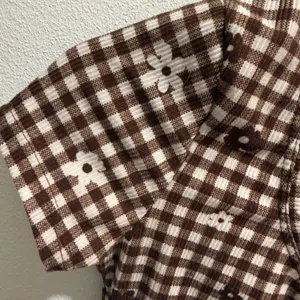 Gingham Print Crop Top Brown White‎ Checkered Cutesy Cottagecore Daisy Size XS thumbnail 3