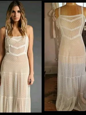 Free People Point D’Esprite Swiss Dot Slip Maxi Lace Dress Boho Romantic Western thumbnail 2