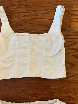 MISSGUIDED White Corset Tank Top Bubble Hem Mini Skirt Matching Set Size XS thumbnail 5