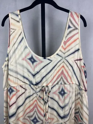 Old Navy Maternity Maxi Dress Women L Cream Geometric Empire Waist Stretch Boho thumbnail 3