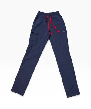 FIGS Yola High Waisted Scrub Pants XXS Tall Style Charcoal Gray Red Drawstring thumbnail 1
