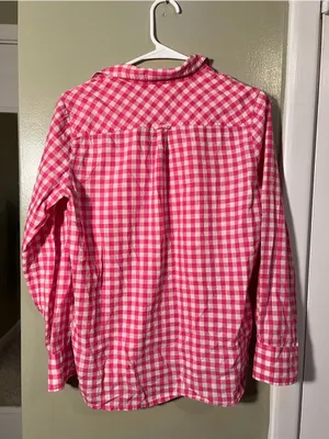 J. Crew Factory Women's Size Small Plaid Gauze Shirt in Boy Fit Buff Berry Pink thumbnail 6
