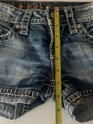 Rock Revival Womens Blue Jean Embroidered Denim Shorts Size 25 Amy Short zebra thumbnail 10