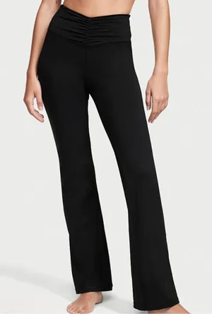 Victoria’s Secret Black Ruched-Waist Flared leggings thumbnail 1